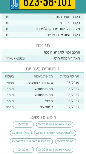 רכבי ישראל: פרטים לפי מספר רכב screenshot