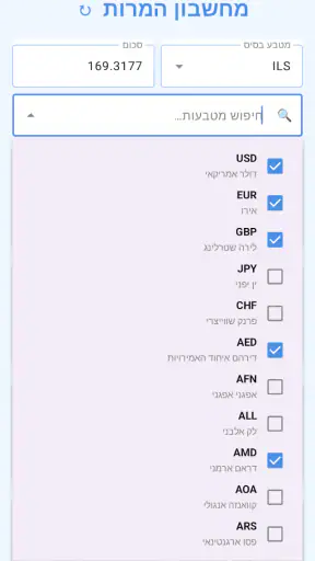 שער יציג עדכני של שקל חדש screenshot