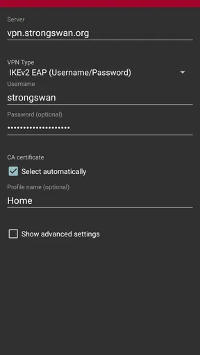 strongSwan VPN Client screenshot