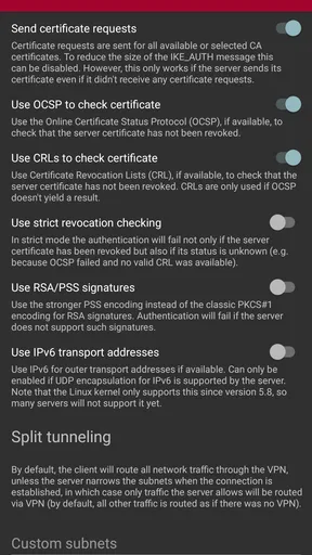 strongSwan VPN Client screenshot