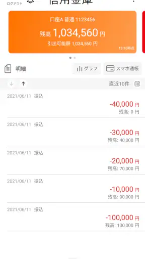 しんきんバンキングアプリ screenshot