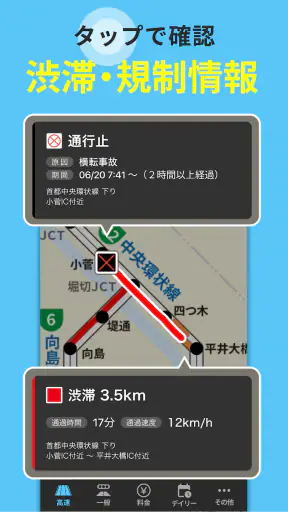 渋滞情報マップ（交通情報,規制,通行止,高速料金,ETC） screenshot