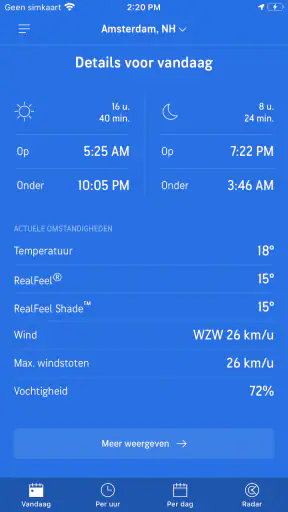 AccuWeather weerbericht screenshot