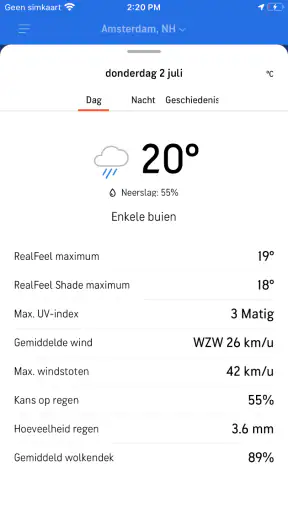 AccuWeather weerbericht screenshot
