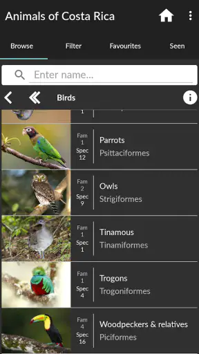 Animals of Costa Rica screenshot