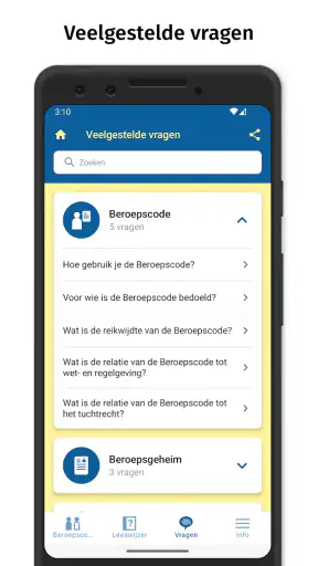 Beroepscode V&V screenshot