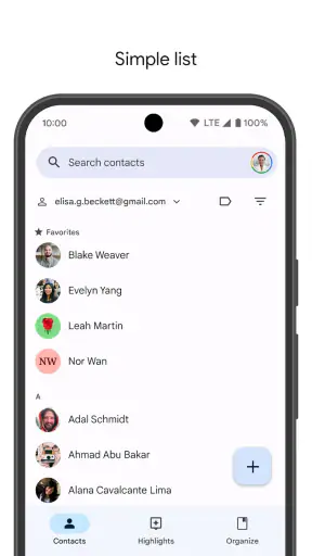 Contacten screenshot