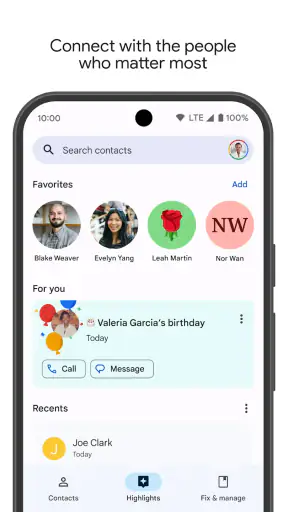 Contacten screenshot