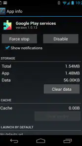 Google Play Services screenshot