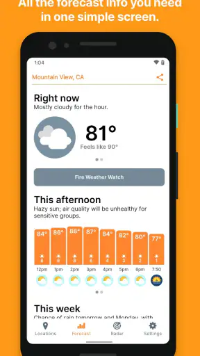 Hello Weather screenshot
