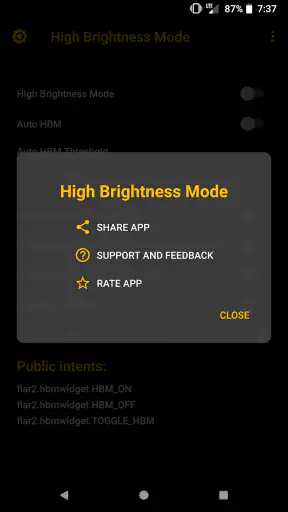 High Brightness Mode screenshot