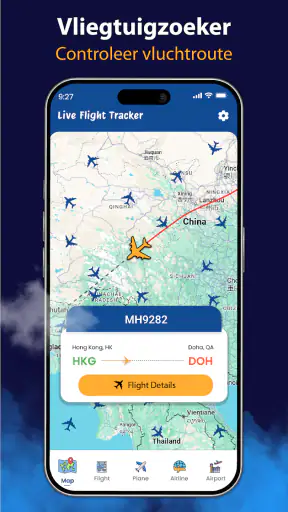 Live vluchtracker - 3Dweergave screenshot