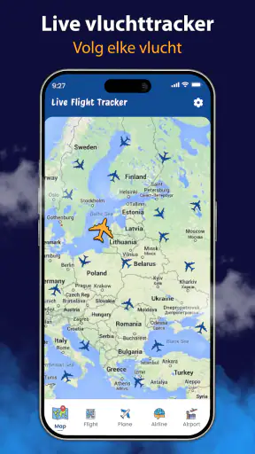 Live vluchtracker - 3Dweergave screenshot