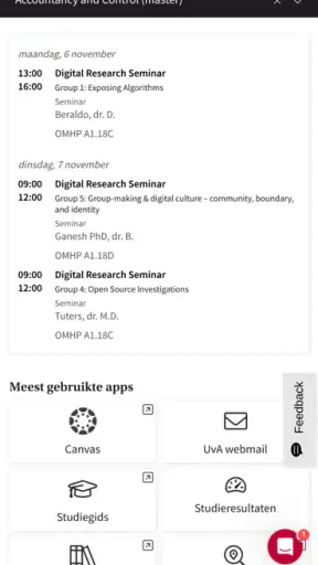 Mijn UvA screenshot