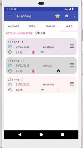Nagel organisator screenshot