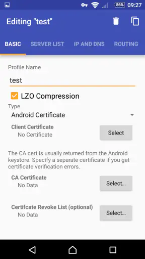 OpenVPN for Android screenshot