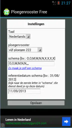 Ploegenrooster screenshot