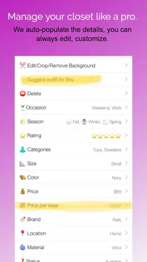Pureple AI Outfit Planner screenshot