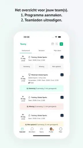 Teamy: app voor sportteams screenshot