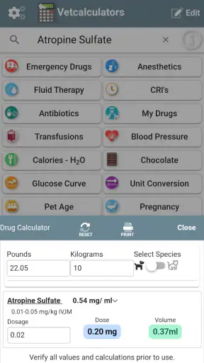 Vetcalculators screenshot