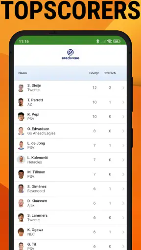 Voetbal Uitslagen Eredivisie screenshot