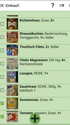 Vorrat, Lager, Einkaufslisten screenshot