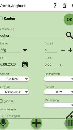 Vorrat, Lager, Einkaufslisten screenshot