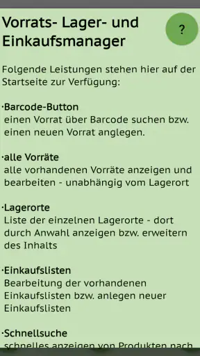 Vorrat, Lager, Einkaufslisten screenshot