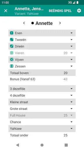 Yatzy Score Kaart screenshot