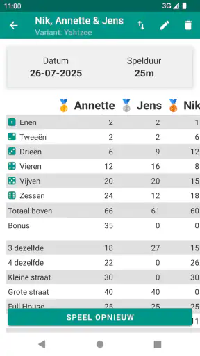 Yatzy Score Kaart screenshot