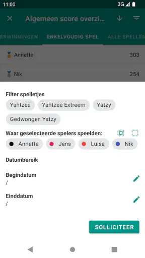 Yatzy Score Kaart screenshot