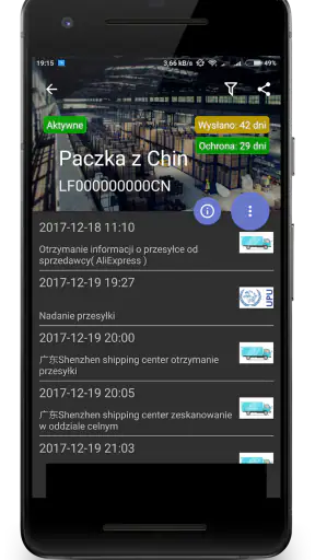 AliPaczka śledzenie przesyłek screenshot