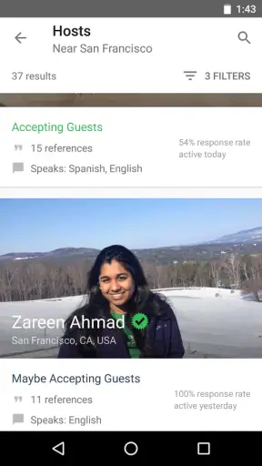 Aplikacja CouchSurfing screenshot