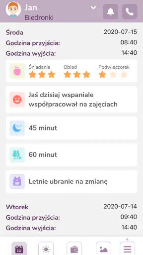 Aplikacja i dziennik Kidsview screenshot