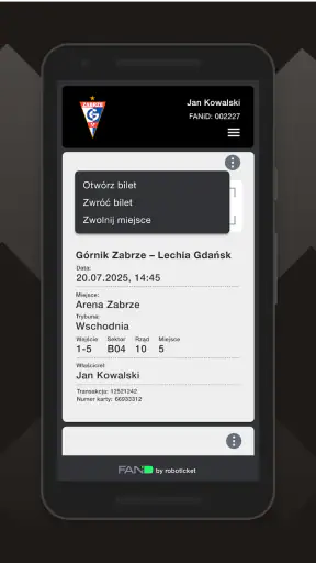 Bilety Górnik Zabrze screenshot