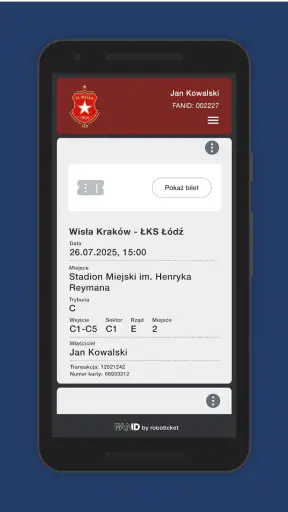Bilety Wisła Kraków screenshot