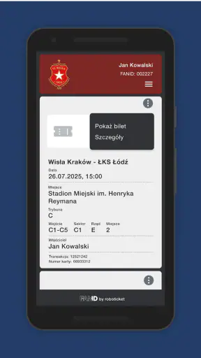 Bilety Wisła Kraków screenshot
