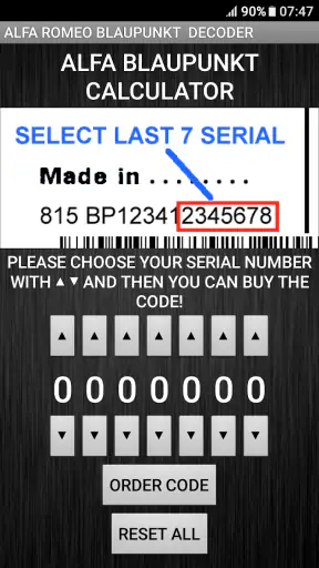 Blaupunkt Alfa RadioCodeDecode screenshot
