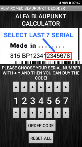 Blaupunkt Alfa RadioCodeDecode screenshot