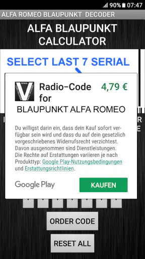 Blaupunkt Alfa RadioCodeDecode screenshot