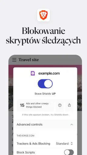 Brave prywatna przeglądarka screenshot