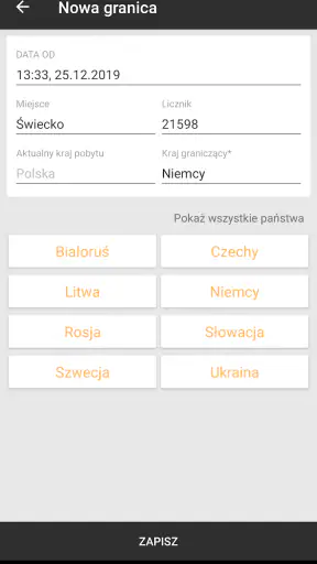 Delegacje kierowcy - granice,  screenshot