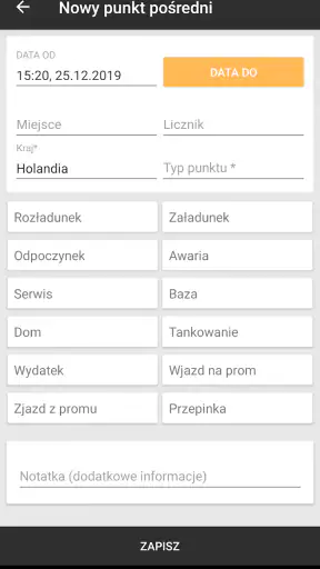 Delegacje kierowcy - granice,  screenshot