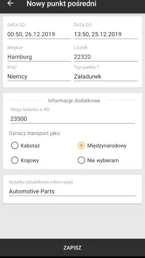 Delegacje kierowcy - granice,  screenshot