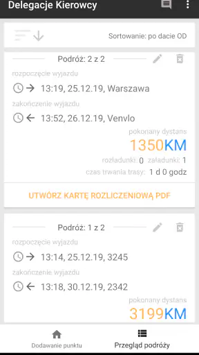 Delegacje kierowcy - granice,  screenshot