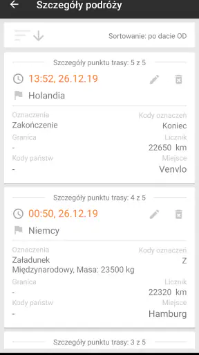 Delegacje kierowcy - granice,  screenshot