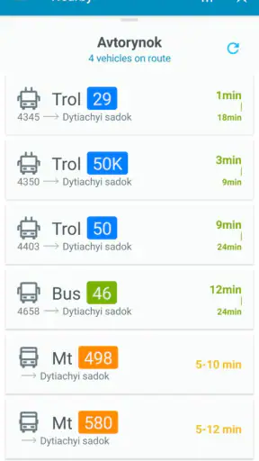 EasyWay public transport screenshot