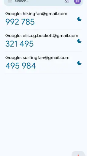 Google Authenticator screenshot