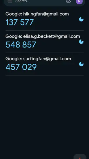Google Authenticator screenshot