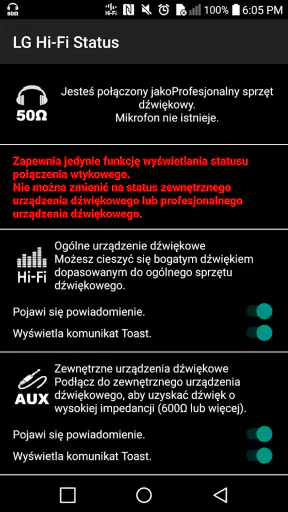Hi-Fi Status(LG) screenshot